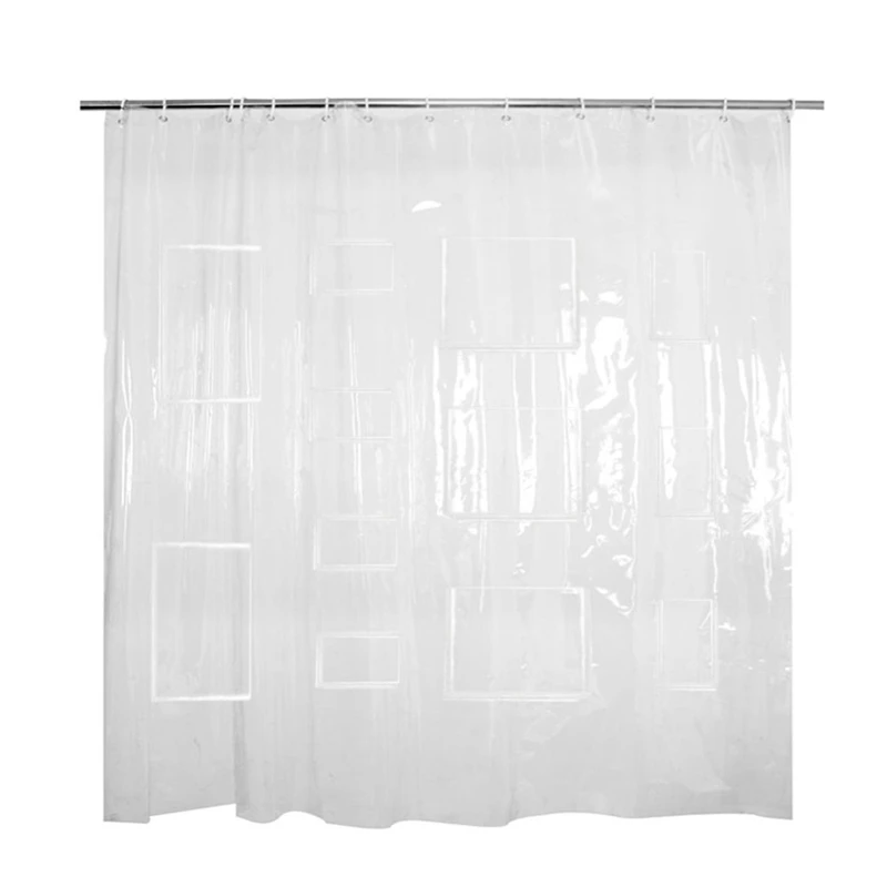 Waterproof Hook Bath Curtain for Bathroom Shower Plastic Eva Transparent White Clear Bathroom