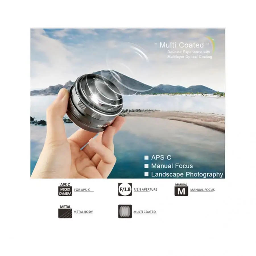 Meike 25 мм f1.8 широкоугольная ручная фокусировка Prime фиксированная рамка объектива линзы для sony E mount беззеркальных камер