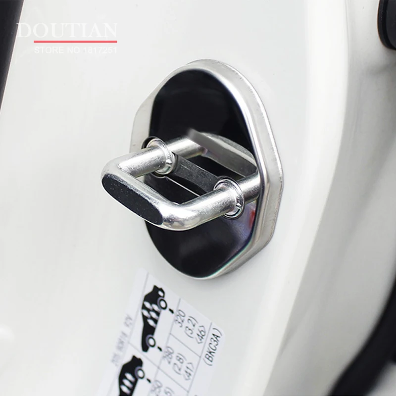 4pcs 3D Stainless Steel Door Lock Buckle Protection Protective Cover trim for Mazda cx3 cx5 cx30-Auto Accessories