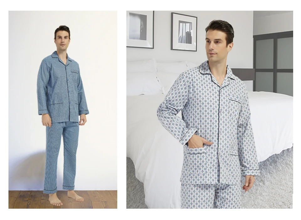 Global/pajamas men's button/set men's home/pajamas men's with pants suitable for spring and summer