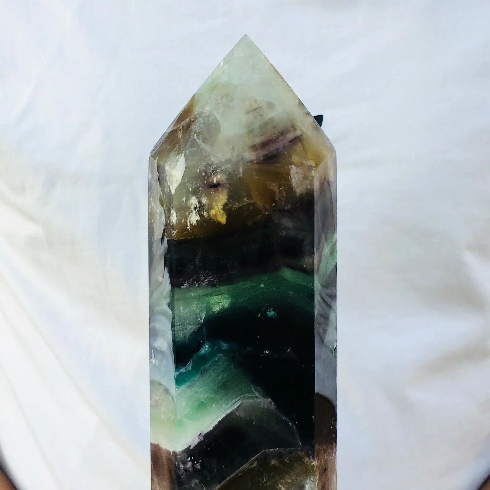 Natural Fluorite Obelisk Quartz Crystal Healing Reiki Wand Tower Point 4