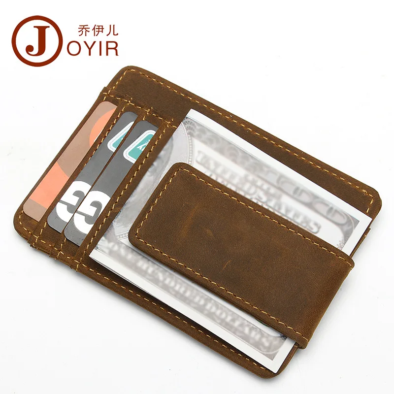 

Retro Fashion Genuine Leather Card Bag Horse Leather Multi-functional Card Holder Business Casual Card Bit More Purse US Dollar
