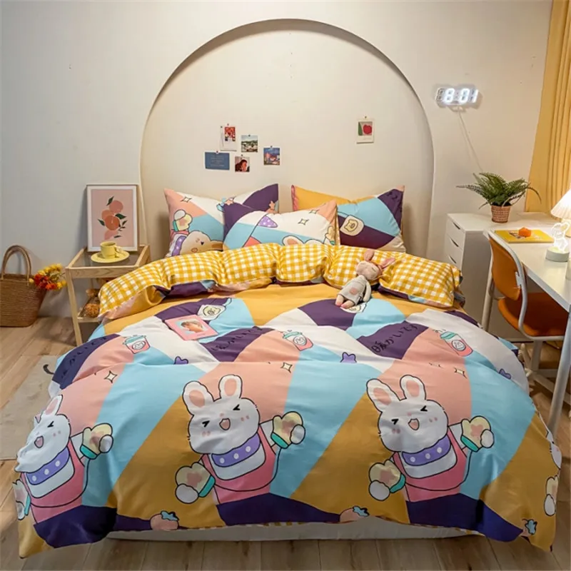 

100% Cotton Bedding Set 3D HD Cartoon Printed Duvet Cover Set Super Soft Breathable for Girls Children Bedroom Decor