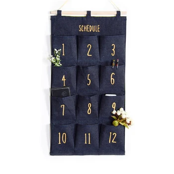 

New Wall Hanging Storage Bag 12 Pockets Wall Mounted Hanging Organizer Bathroom Wall Pouch Cosmetic Toys Sundries Organizer