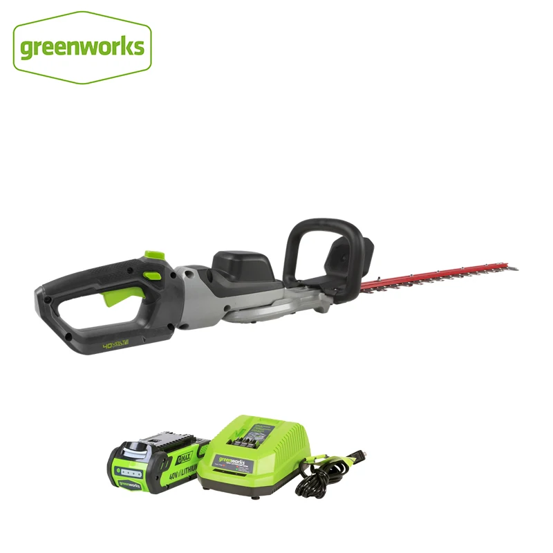 GREENWORKS 40V Lithium 350W Cordless Hedge Trimmer Lightweight Low Noise Electric Hedge Trimmer Fast Charging Pruning Saw - Цвет: with 4.0 battery