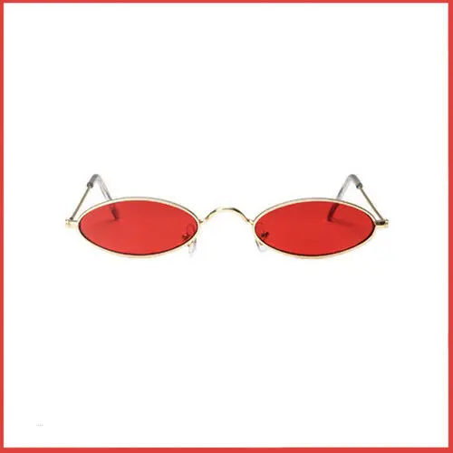 Bad Bunny Sunglasses Red Small Oval Sunglasses Rap Men Women Retro