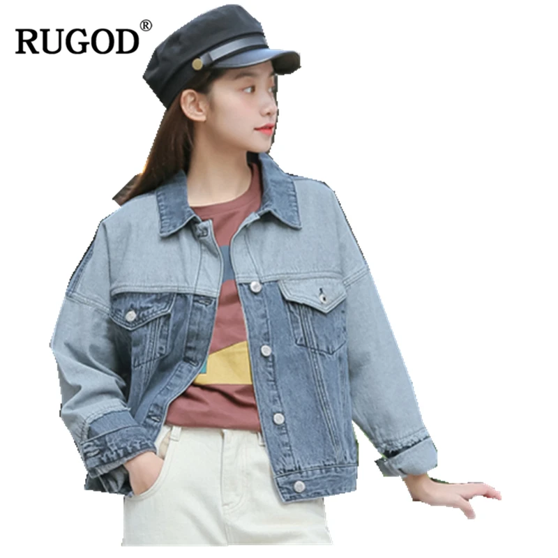 RUGOD 2019 Новая осенняя женская лоскутная контрастная цветная куртка с отложным