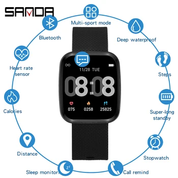 

Sanda R32 Smart Bracelet Blood Pressure Monitoring Color LCD Heart Rate Fitness Activity Smart Watch Reloj Inteligente De Mujer