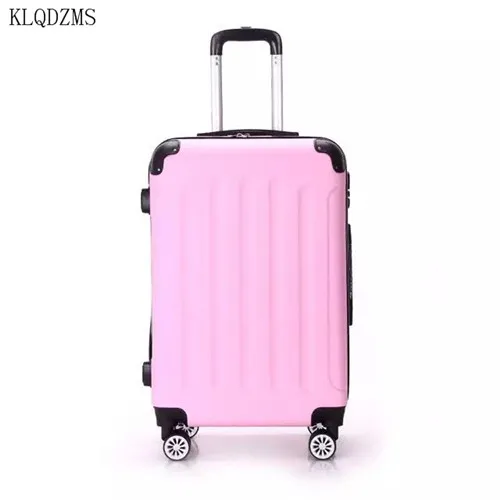 KLQDZMS ABS+ PC 20'24 дюймов чемодан на колесах прокатки багаж студентов носить на тележка для каюты чемодан для мужчин и женщин - Цвет: Pink