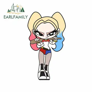 

EARLFAMILY 13cm x 7.4cm For Harley Quinn Funny Car Stickers Personality Creative Decal Vinyl Material Windshield Custom Printing