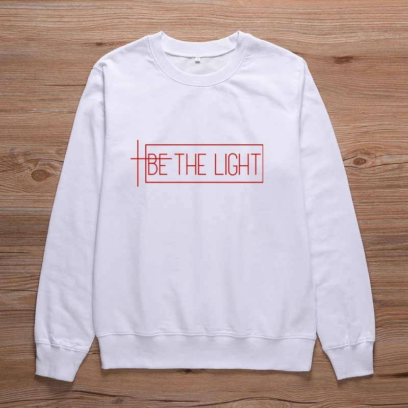 White-Red ONSEME Be The светильник, толстовка унисекс с надписью, христианская религия, пуловеры с круглым вырезом, женская уличная одежда, эстетические толстовки, спортивный костюм - Цвет: White-Red