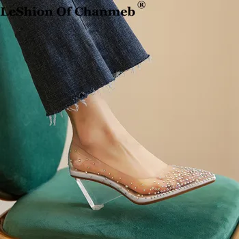 

2020 New Shoes Women Clear Wedges Heels Transparent Pumps Woman Crystal Runway Shoes Brand Desinger Wedding Party Pumps Ladies