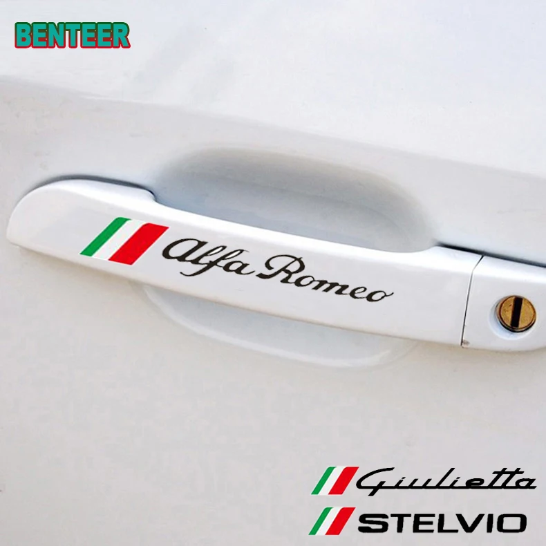 4 шт./лот Автомобильная наклейка на дверную ручку для Alfa Romeo 159 147 Giulietta Stelvio 4C MITO 156