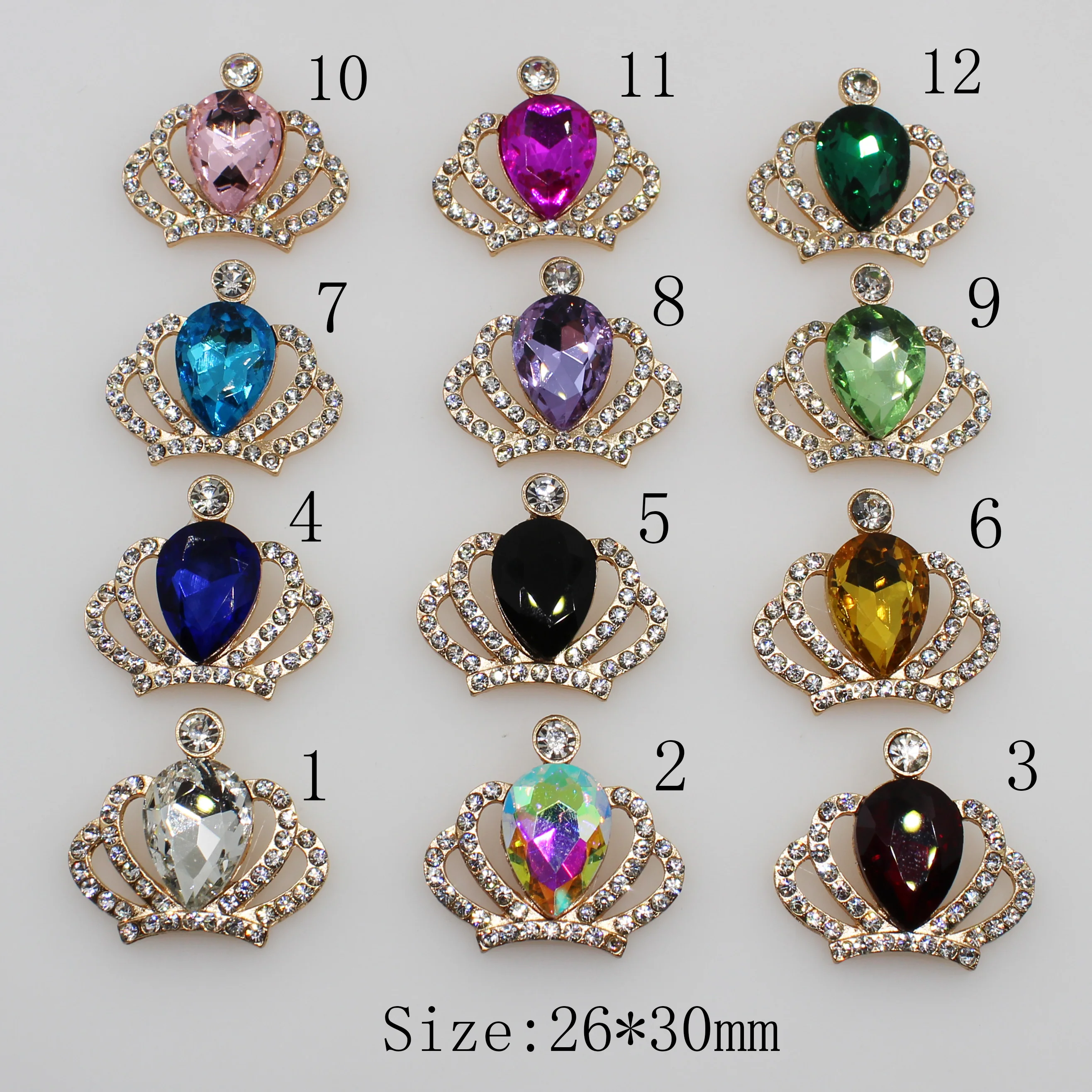 Золотая Корона с плоской задней поверхностью из сплава 10 шт. цветная пуговица