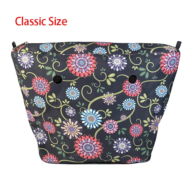 Floral Border Inner Lining Insert Zipper Pocket For obag classic mini inserts accessories organizer standard handbag 