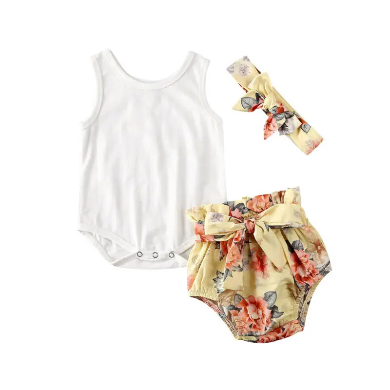 Летняя одежда для малышей комбинезон без рукавов маленьких девочек шорты с
