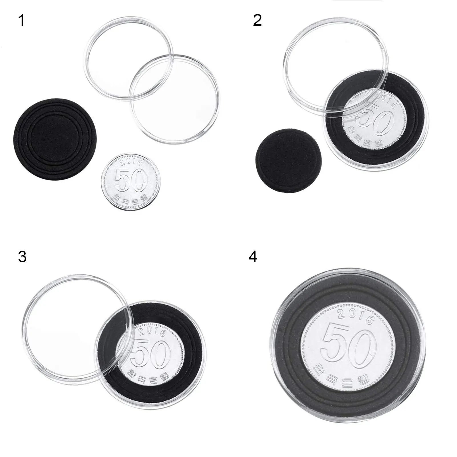 40Pcs 17/20.5/25/27/30/35/40/46mm Gasket Pads Coin Capsule Protect Case  Holder Storage Box 40 Coins To Maintain Them Sorted