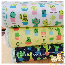 Импортная ткань ручной работы, ткань с рисунком, ткань с рисунком, чистый хлопок, тонкая ткань, кактус, Рождество