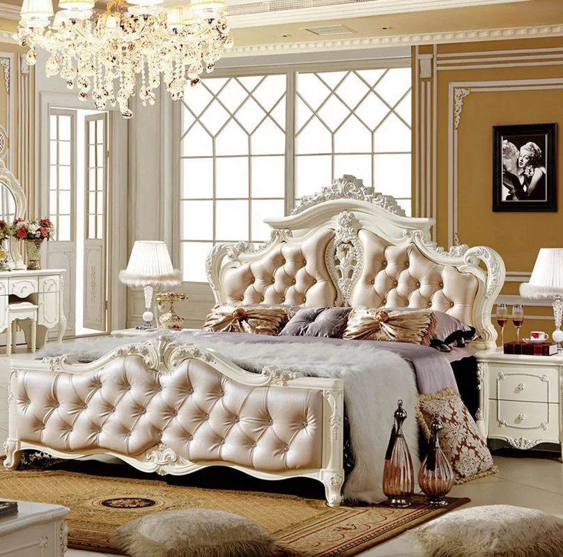 

high qualitybed 2 people Fashion European French Carved bedside 1.8 m bed 5094