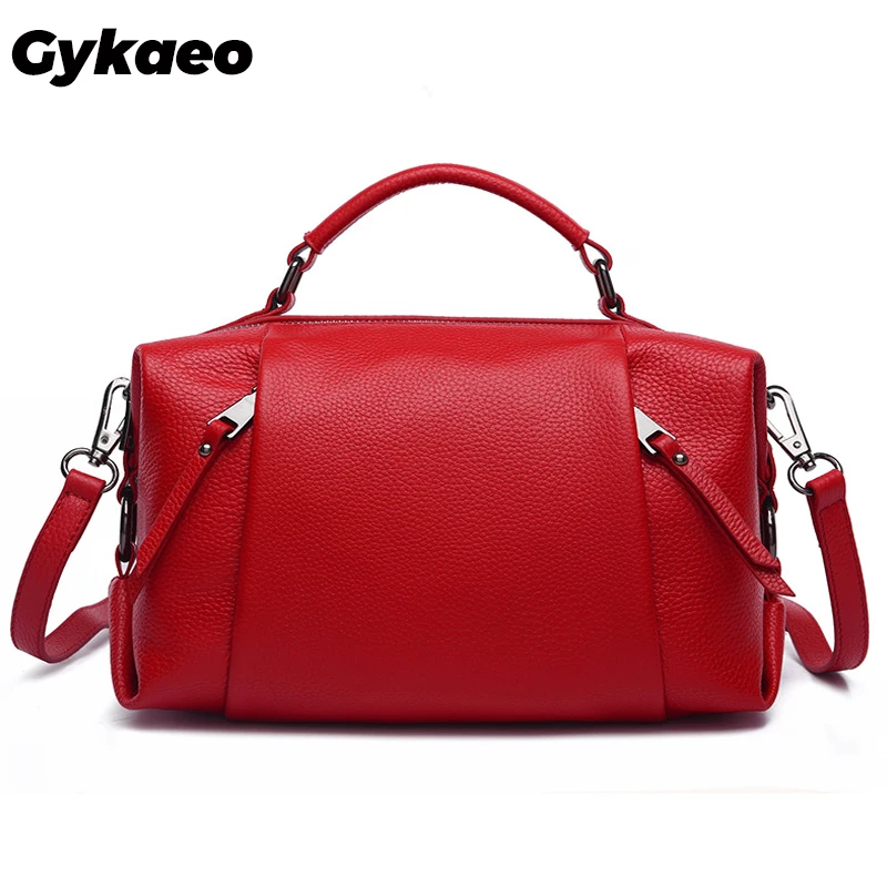 

Gykaeo European and American Style Leisure Women Messenger Bags Female Small Boston Tote Bag Ladies Genuine Leather Shoulder Bag