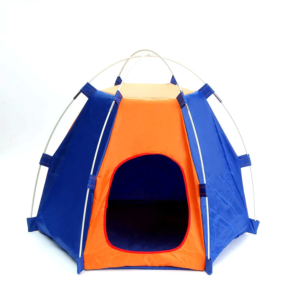 Открытый Съемный домик для собак, шестиугольный водонепроницаемый складной тент для собак, моющийся дом из ткани Оксфорд для кошек, собачий продукт - Цвет: Blue Orange