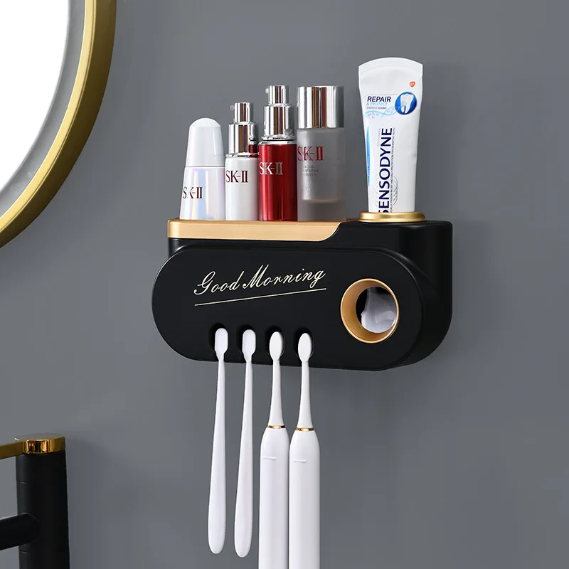 

Multi-hanging Toothbrush Holder Automatic Toothpaste Squeezer Dispenser Makeup Storage Rack Bathroom Accessories Sets Home Items