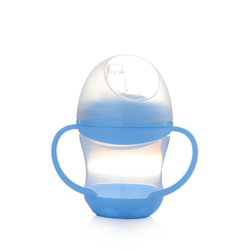 Чашка для кормления детей с уткой и горлышком, Детская обучающая бутылочка с ручкой для кормления детей - Цвет: Blue