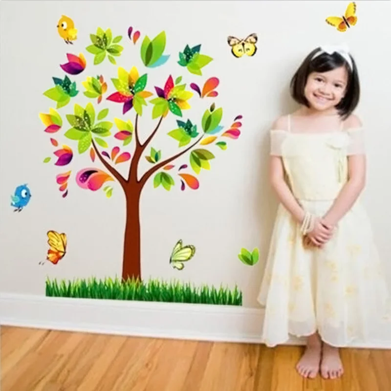 DIY Дерево Бабочка ПВХ наклейки на стену клейкие семейные искусство | Наклейки на стену -4000334685972