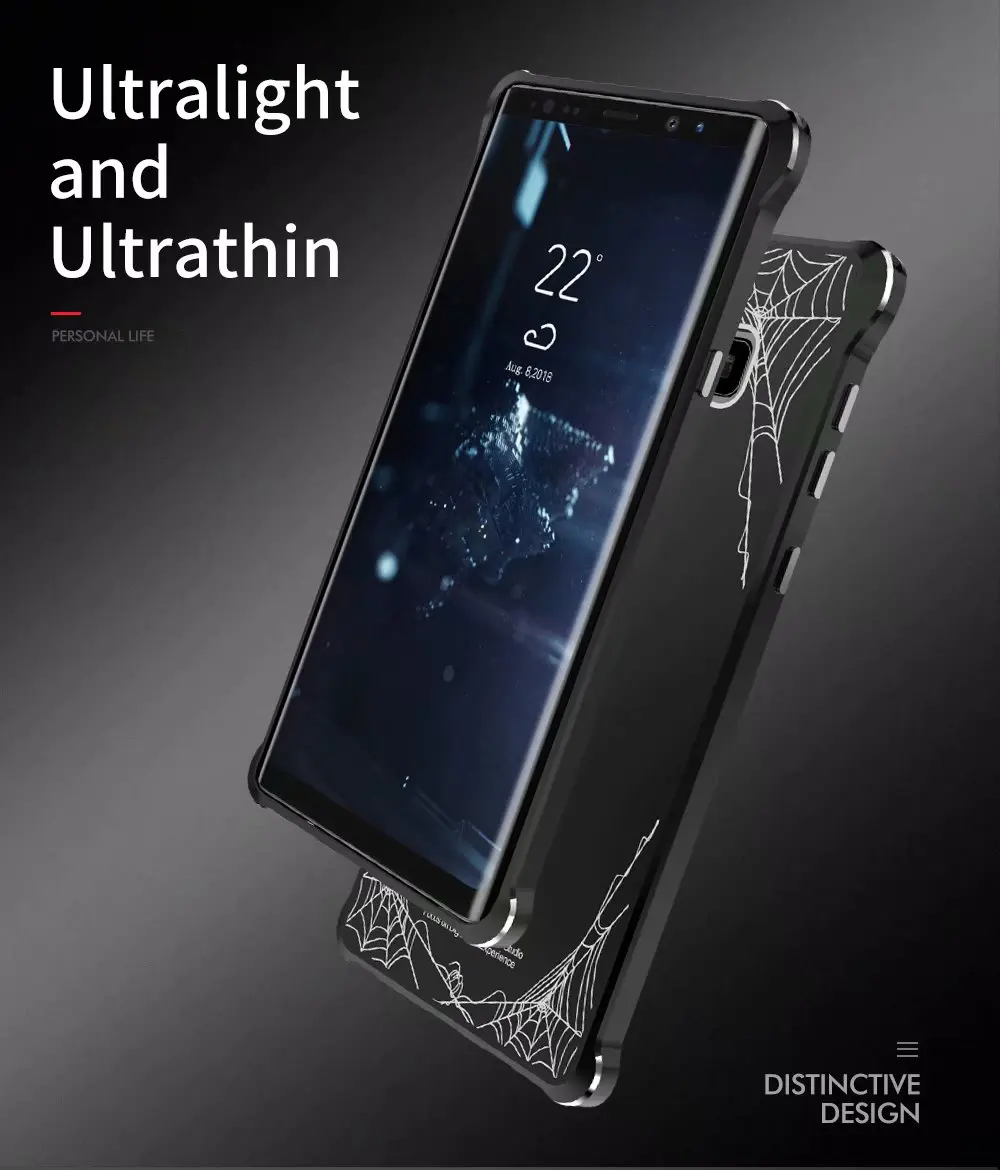 Роскошные Алюминий бампер сотовый Note9 паук чехол для телефона для samsung Galaxy Note 9 8 S9 плюс Чехол акриловая доска Fundas Coque чехол