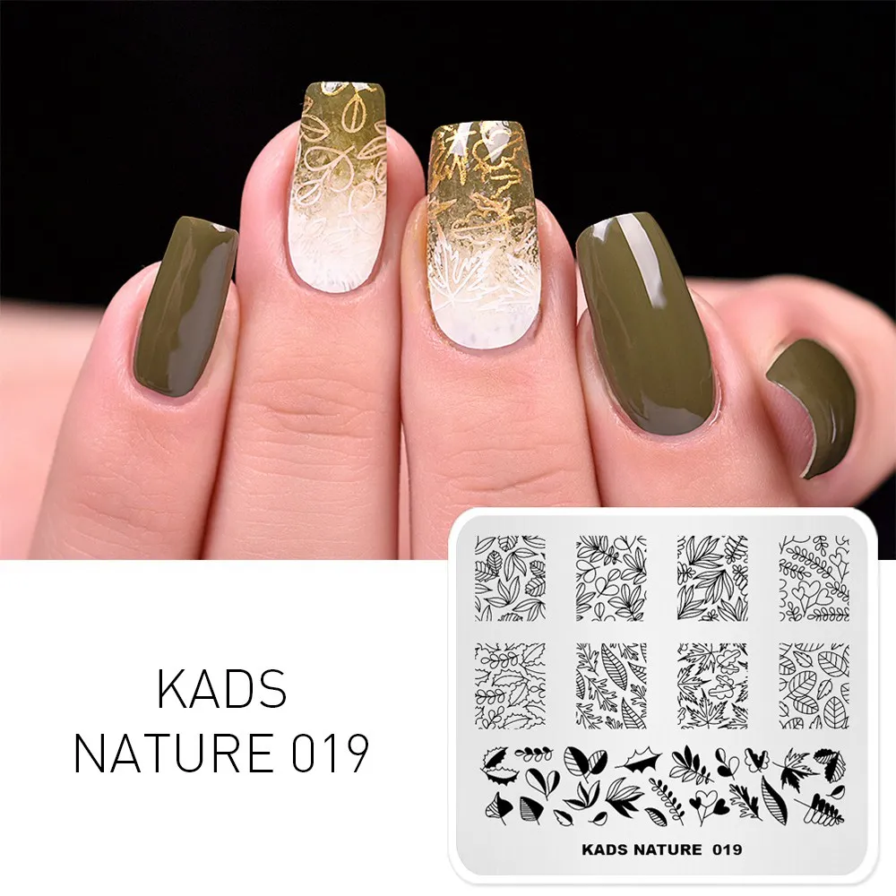 Nature 019 KADS шаблон для дизайна ногтей 35 дизайнов серия для дизайна ногтей штамп для штамповки изображения маникюрный шаблон для штамповки пластин трафарет Инструменты - Цвет: Nature 019