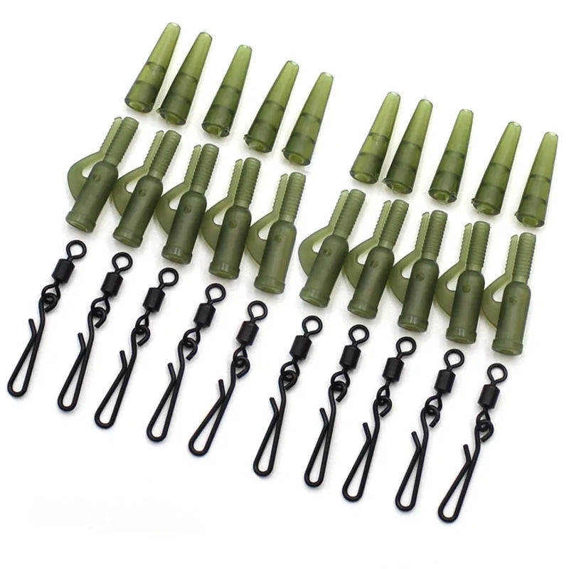 30pc Brown Carp safety weight clips & safety snap link swivels for Hair rigs 