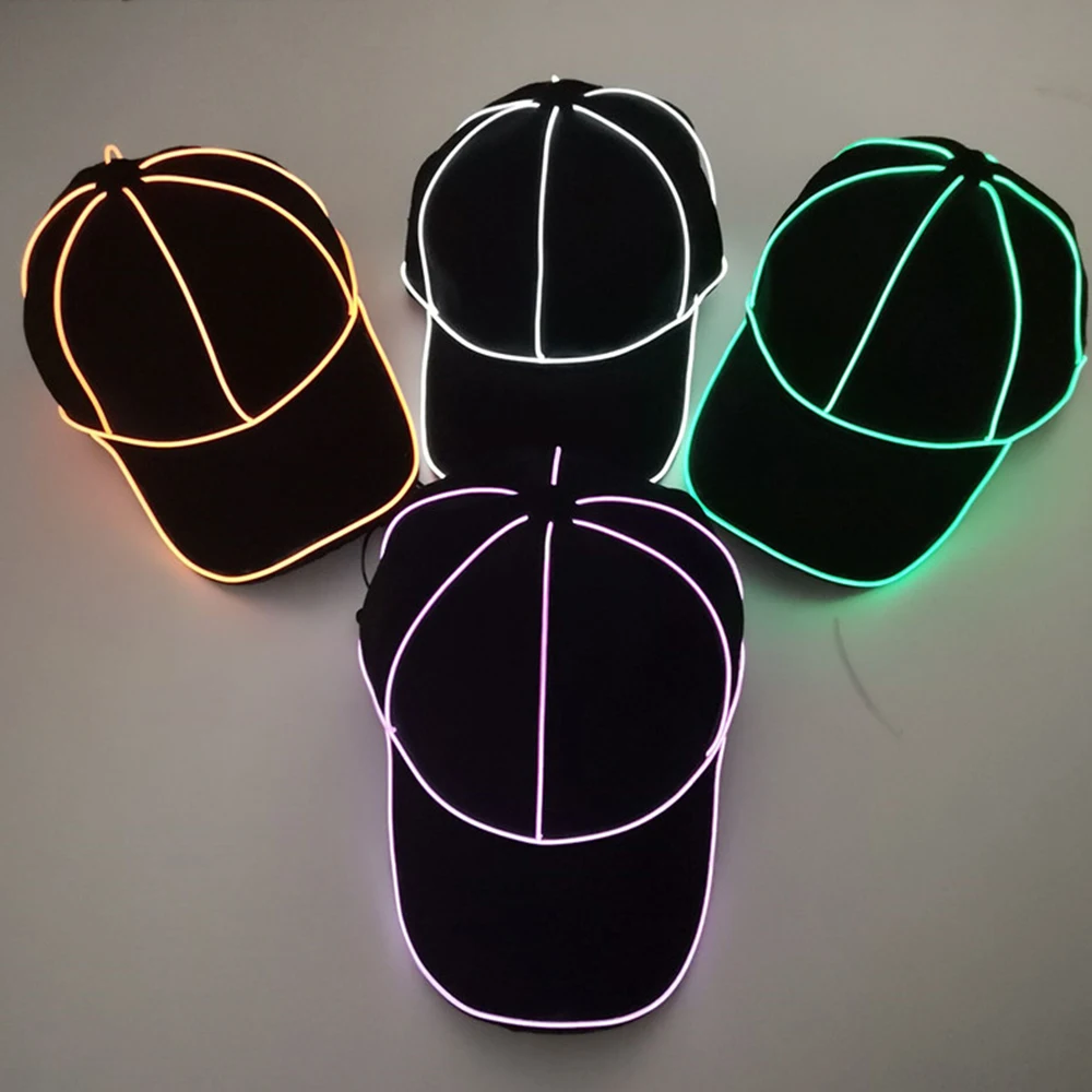 

LED Glow Light Up Party Hat Neon glow light Cosplay EL Hats Performance Stage Running at night Props Glow Party Supplies