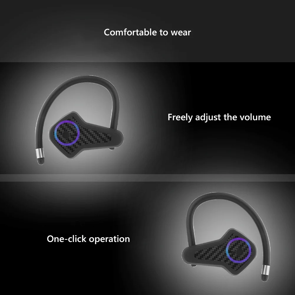 5 0 Bluetooth Earphones Wireless Headphones With Microphone Stereo Sound Earbuds Waterproof Headset Sport Ear Hook Earphone