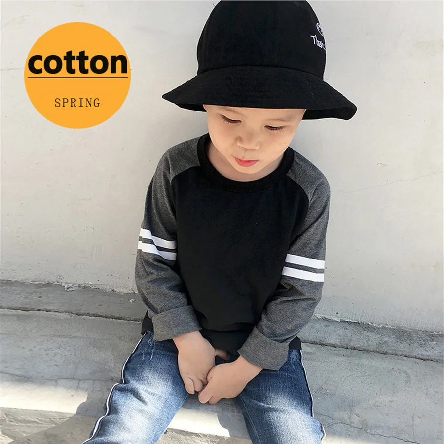 Футболка для детей, футболка garcon enfant, повседневные контрастные цвета, пуловер осенние топы, футболки для маленьких мальчиков, От 6 до 14 лет
