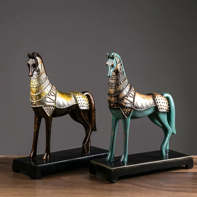 

Creative New Chinese Imitation Bronze Horse Horse Resin Sculpture Decoration Home Villa Bar Desk Decoration Ornaments