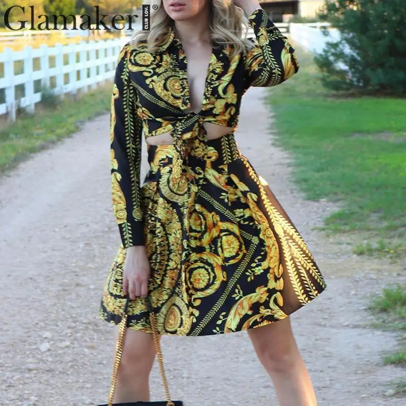 Glamaker комплект из двух предметов Бандажное этническое платье в стиле бохо женское офисное летнее платье с принтом пейсли сексуальное элегантное праздничное платье большого размера