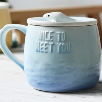 

Nordic Tea Coffee mug animal Creative 3d Manual Breakfast Ceramics Cup Cartoon Taza Con Tapa with spoon Drinkware EC50BZ