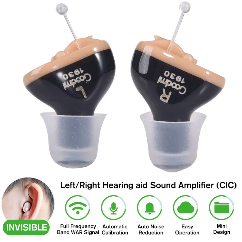 

NEW Mini Best Hearing Aids CIC Digital Hearing Aid Sound Amplifier In The Ear Portable Invisible Senior Battery