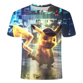 

3D Movie Detective Pokemon Pikachu T-shirt For Men Women Tshirts Fashion Summer Casual Tees Anime Cartoon Clothes Cute Costume