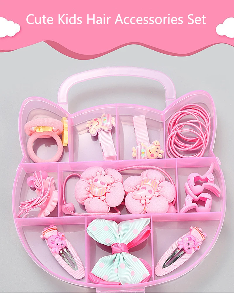 Весь набор hello kitty/аксессуары в виде мишки для девочек, эластичные резинки для волос, заколки для волос, заколки, ожерелье, серьги, детский подарок на день рождения