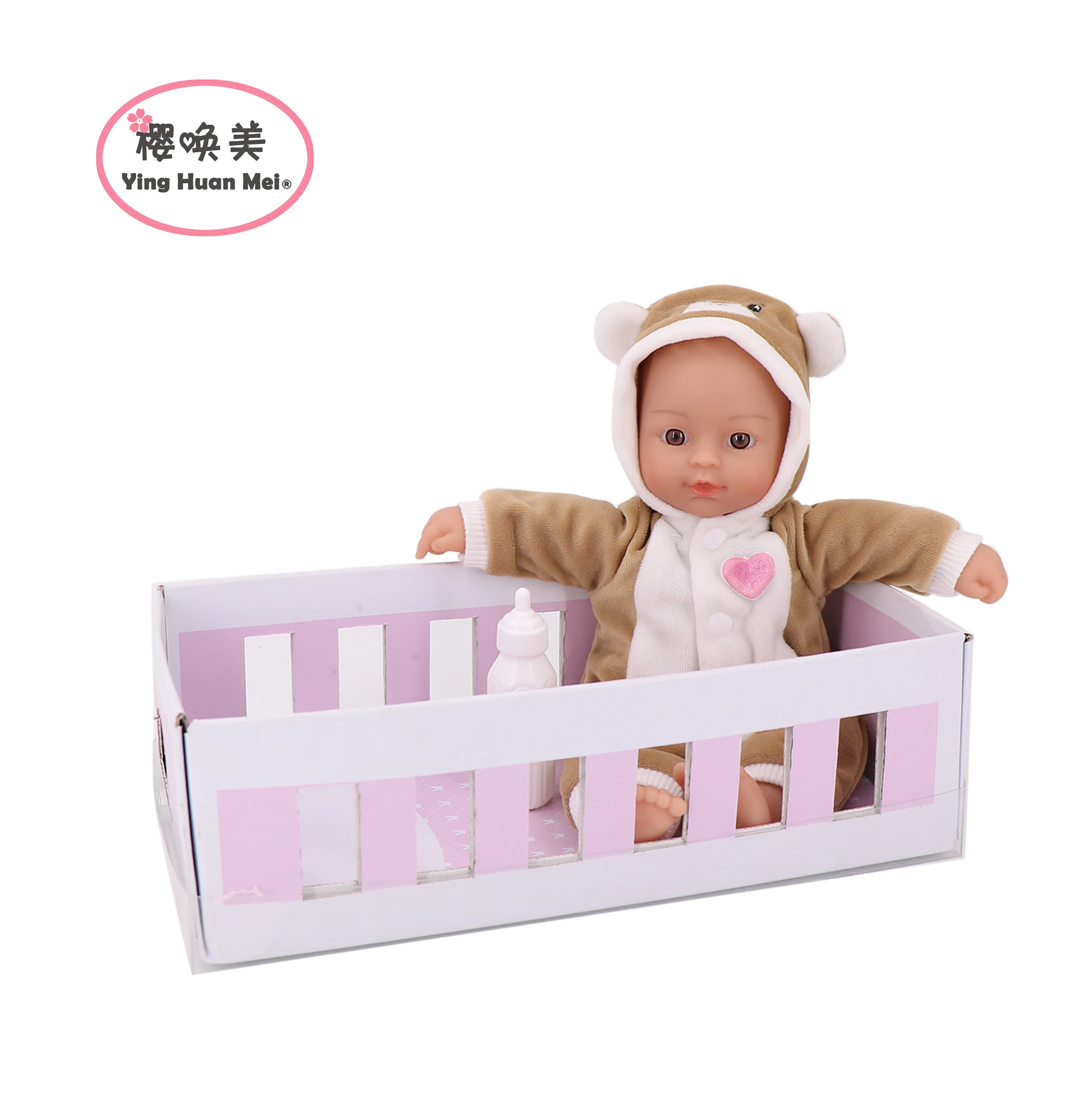 YHM11-inch Sweet Bear Baby , 100% Machine Washable, Comes with White Bottle,Soft Body Vinyl Play Toy Gift for Toddlers