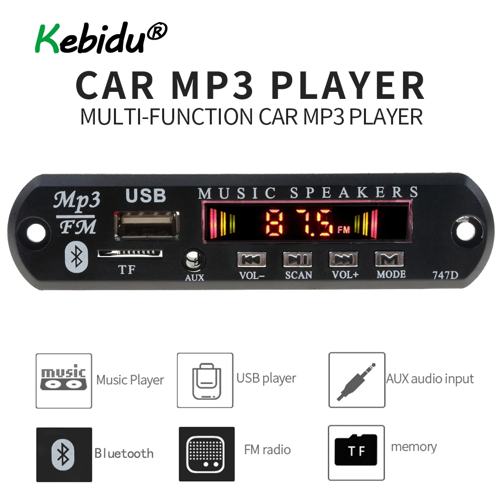 

MP3 Player MP3 Module 5V 12V Bluetooth Decoder Board FM Radio TF USB 3.5 Mm AUX Module Bluetooth Receiver Car Kit Audio