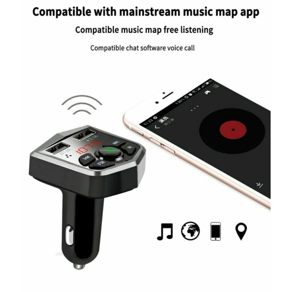 Автомобильный MP3 FM передатчик плеер Bluetooth комплект для громкой связи двойной USB быстрое зарядное устройство радио и высококачественный