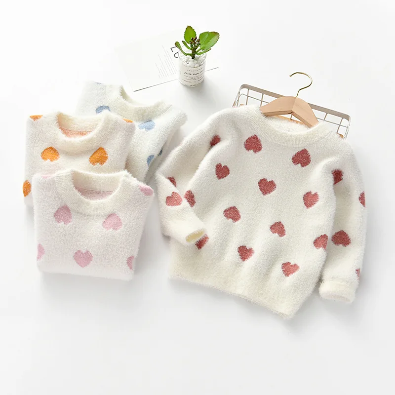 

Korean-style Fashion Fanshui Mink Cashmere Sweater Girls 2019 Autumn And Winter New Style Children Water Mink Cashmere Base Swea