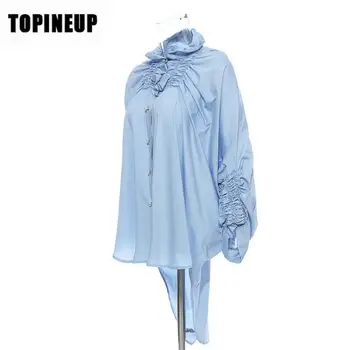 

2020 spring new women fashion bat sleeve loose high and low irregular Plus size shirt