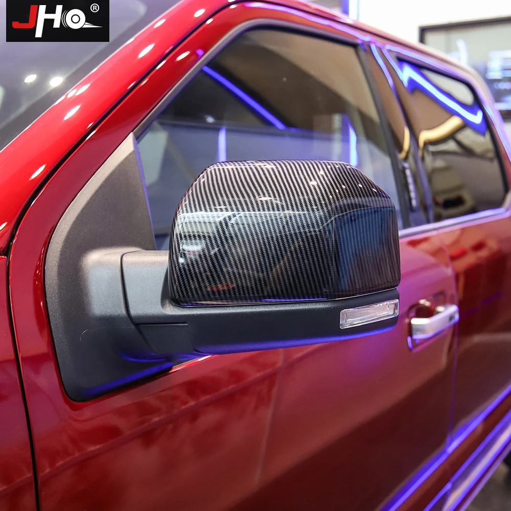 JHO аксессуары для звукоснимателя ABS углеродное волокно зерно боковое зеркало Накладка для Ford F150- Raptor XLT Lariat