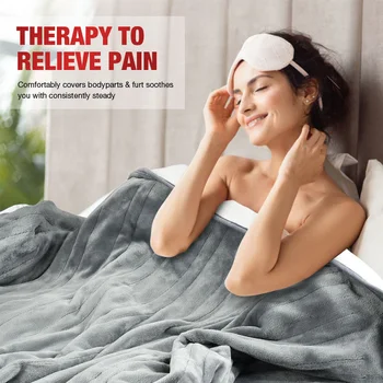 

Flannel Soft Electric Heating Blanket Winter Warm Office Washable Adjustable Temperature Home With Timer Auto Shut Off Rectangle