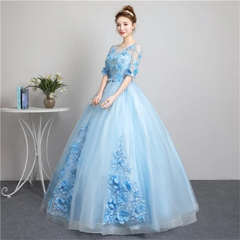 

Walk Beside You Tulle Blue Dresses Blue Lace Appliques Beading Long Vestidos De Graduacion Butterfly Evening Gowns Stock