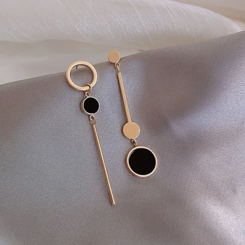 Asymmetric Korean Style Popular Design Long Earrings Hollow Circle Metal Ball boucles d’oreilles pendantes