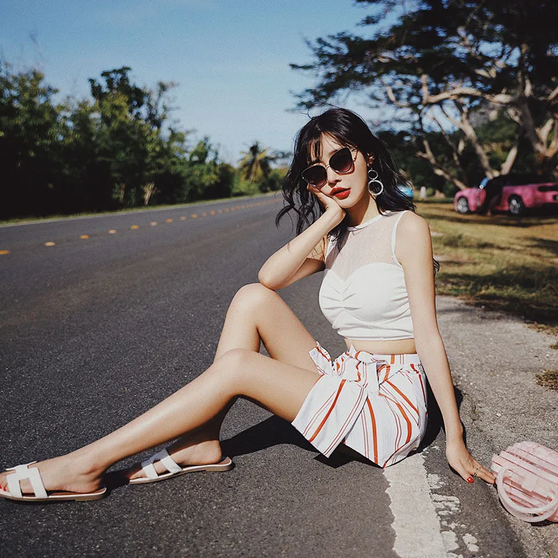

2019 New Style Immortal Split Type Swimsuit Women's Conservative Bubble Hot Spring Small Bust Gathering Slimming xing gan qun-Sw